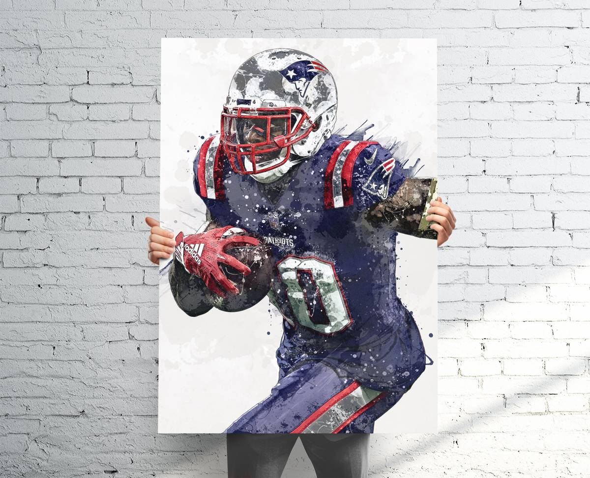 Josh Gordon New England Patriots Sports Art Print, Football, Sports Decor – Poster | Canvas Wall Art Print
