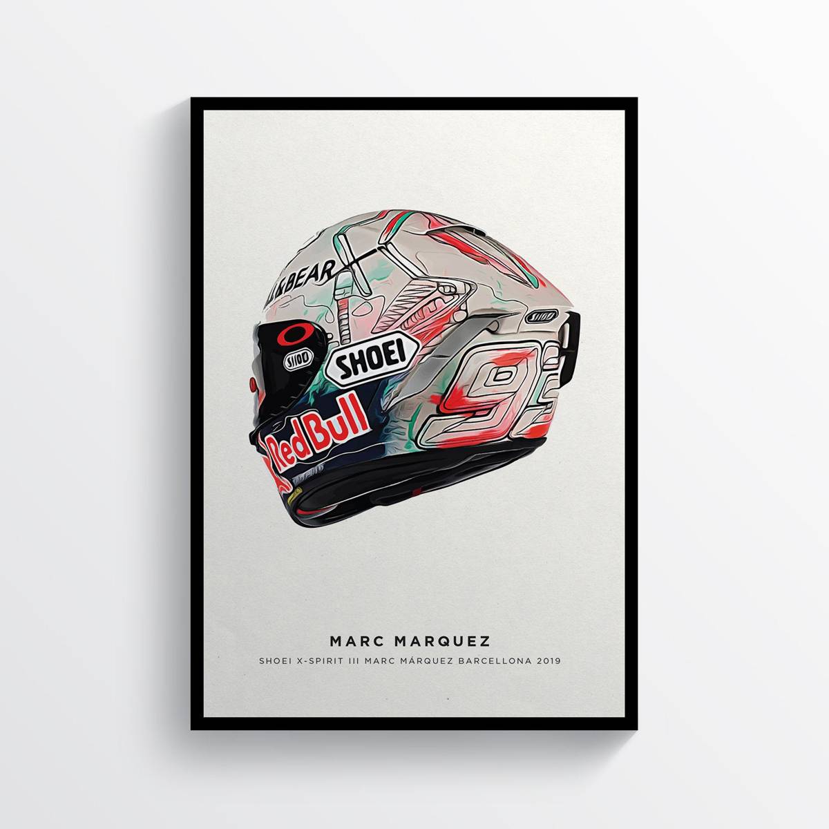 Marc Marquez Barcelona 2019 Mm93 Helmet Moto Gp Motorcycle Motorbike - Poster | Canvas Wall Art Print