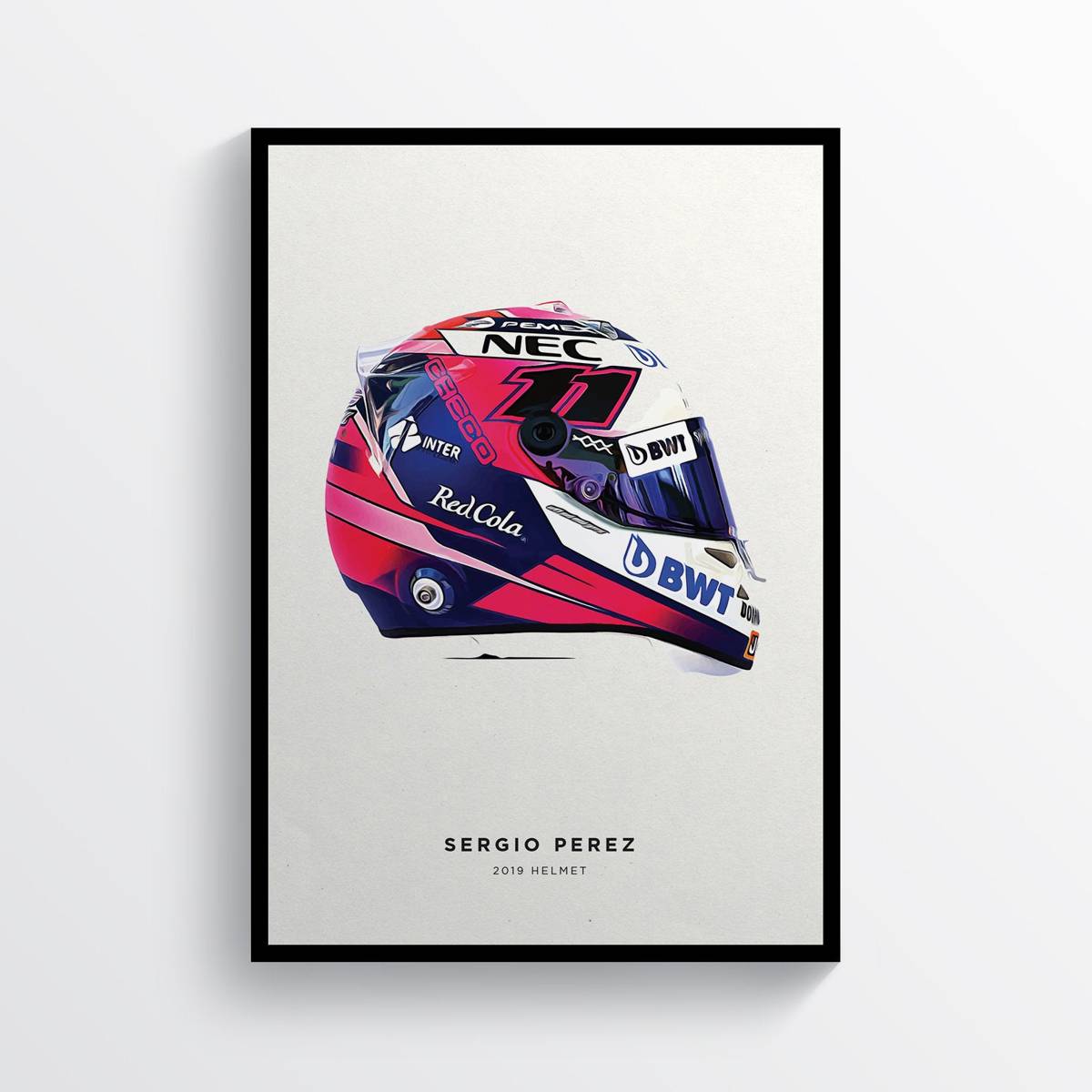 Sergio Perez 2019 Helmet F1 Art, F1 Gift, Formula 1, Racing Helmet, Mercedes - Poster | Canvas Wall Art Print
