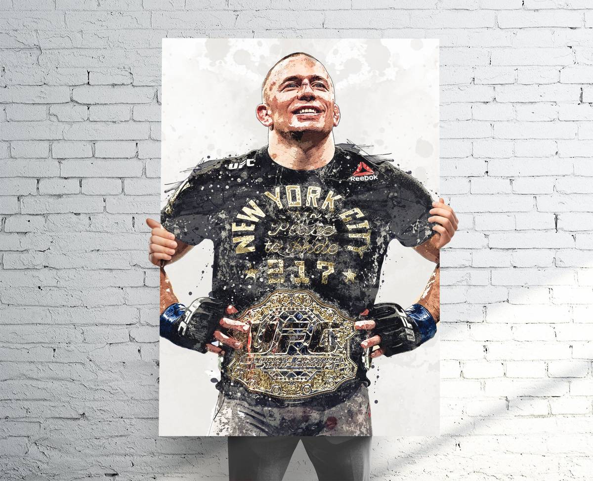 Georges St-Pierre 'Gsp' Ufc Champion Sports Art Print, Ufc Mma Fan, Sports Decor – Poster | Canvas Wall Art Print
