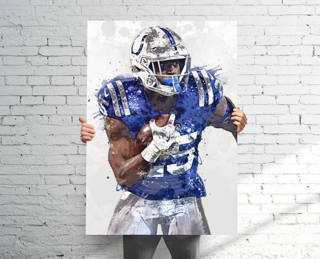 Marlon Mank Indianapolis Colts Sports Art Print, Football Fan, Sports Decor – Poster | Canvas Wall Art Print
