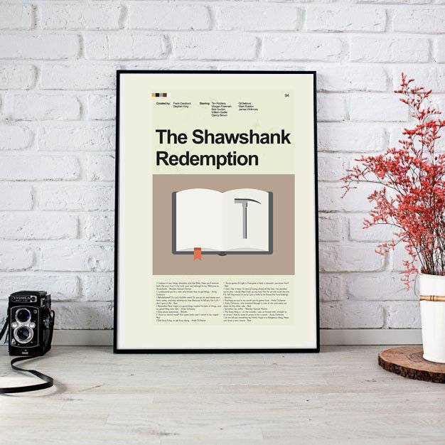 Shawshank Redemption Mid-Century Modern Inspired Print - Poster | Canvas Wall Art Print