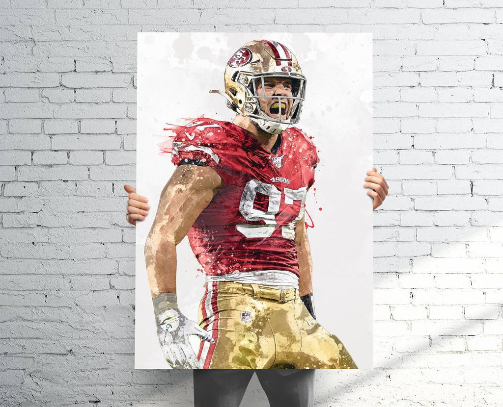 Nick Bosa San Francisco 49Ers Sports Art Print, Football, Sports Decor – Poster | Canvas Wall Art Print