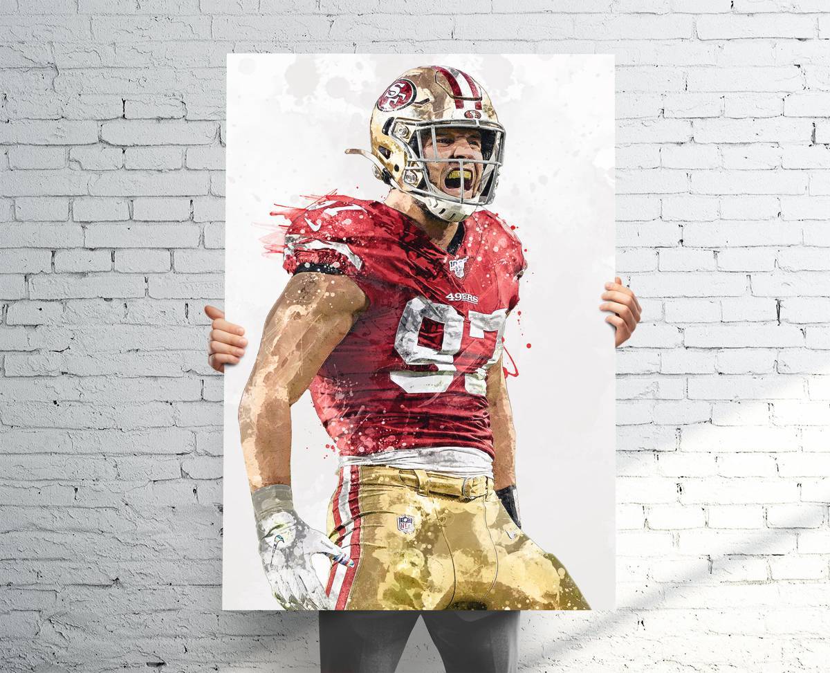 Nick Bosa San Francisco 49Ers Sports Art Print, Football, Sports Decor – Poster | Canvas Wall Art Print