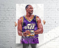 Karl Malone Utah Jazz Sports Art Print, Basketball Fan, Sports Decor – Poster | Canvas Wall Art Print