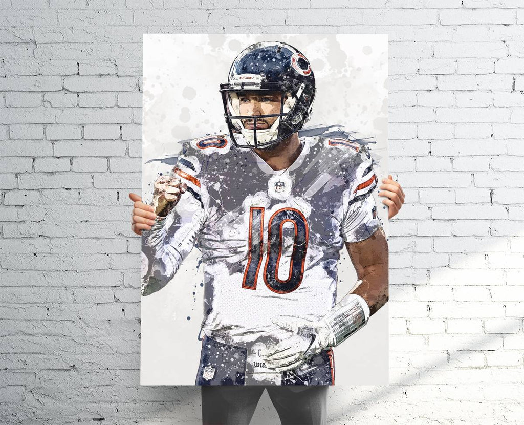 Mitch Trubisky Chicago Bears Sports Art Print, Football Fan, Sports Decor – Poster | Canvas Wall Art Print