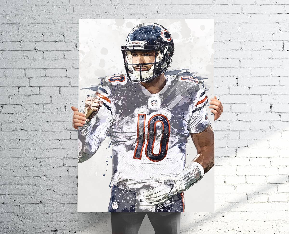 Mitch Trubisky Chicago Bears Sports Art Print, Football Fan, Sports Decor – Poster | Canvas Wall Art Print