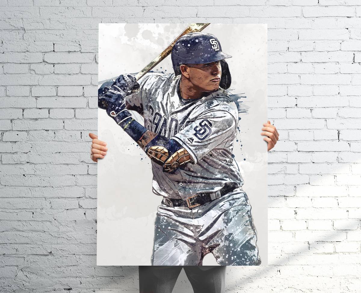 Manny Manhado San Diego Padres Sports Art Print, Baseball Fan, Sports Decor – Poster | Canvas Wall Art Print