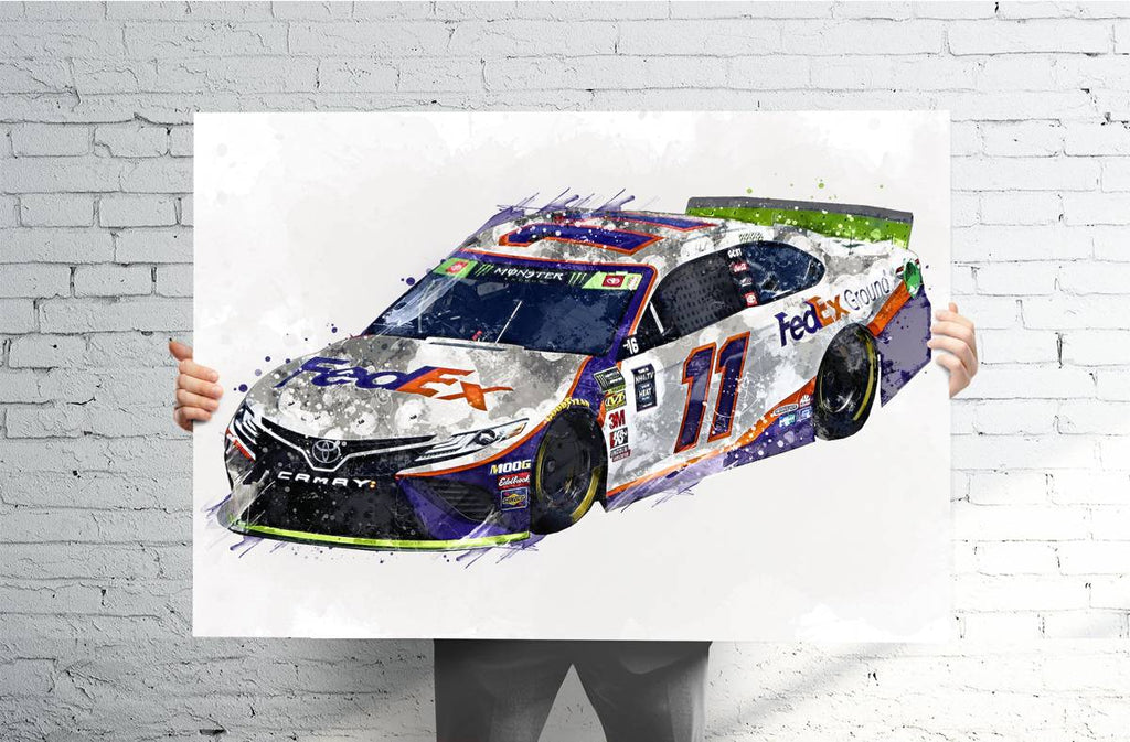 Denny Hamlin #11 Toyota Nascar 2019 - Canvas Print, Sports Art, Nascar Racing, Sports Decor – Poster | Canvas Wall Art Print