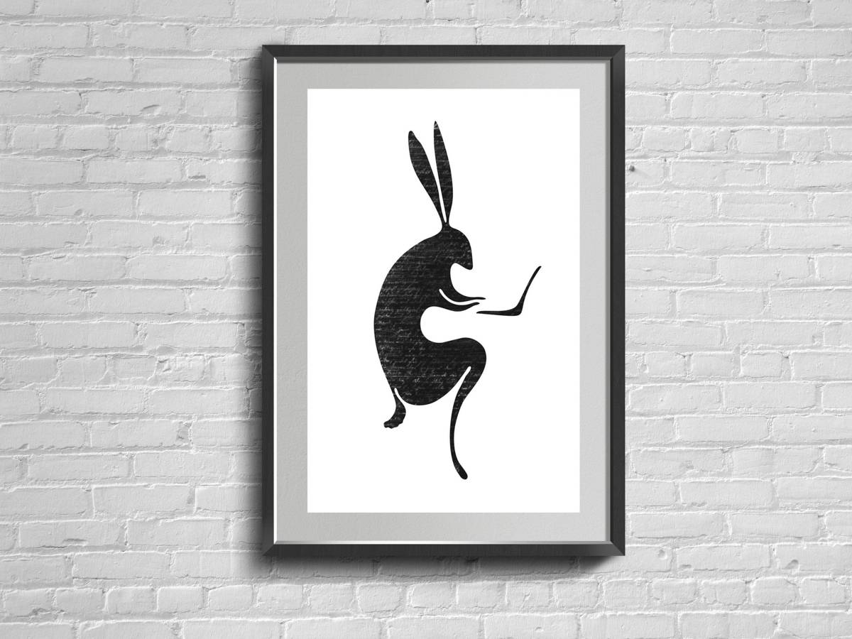 Hare Modern Wall Art. Animal Print. Minimalist Rabbit. Scandinavian Nordric Decor. - Poster | Canvas Wall Art Print