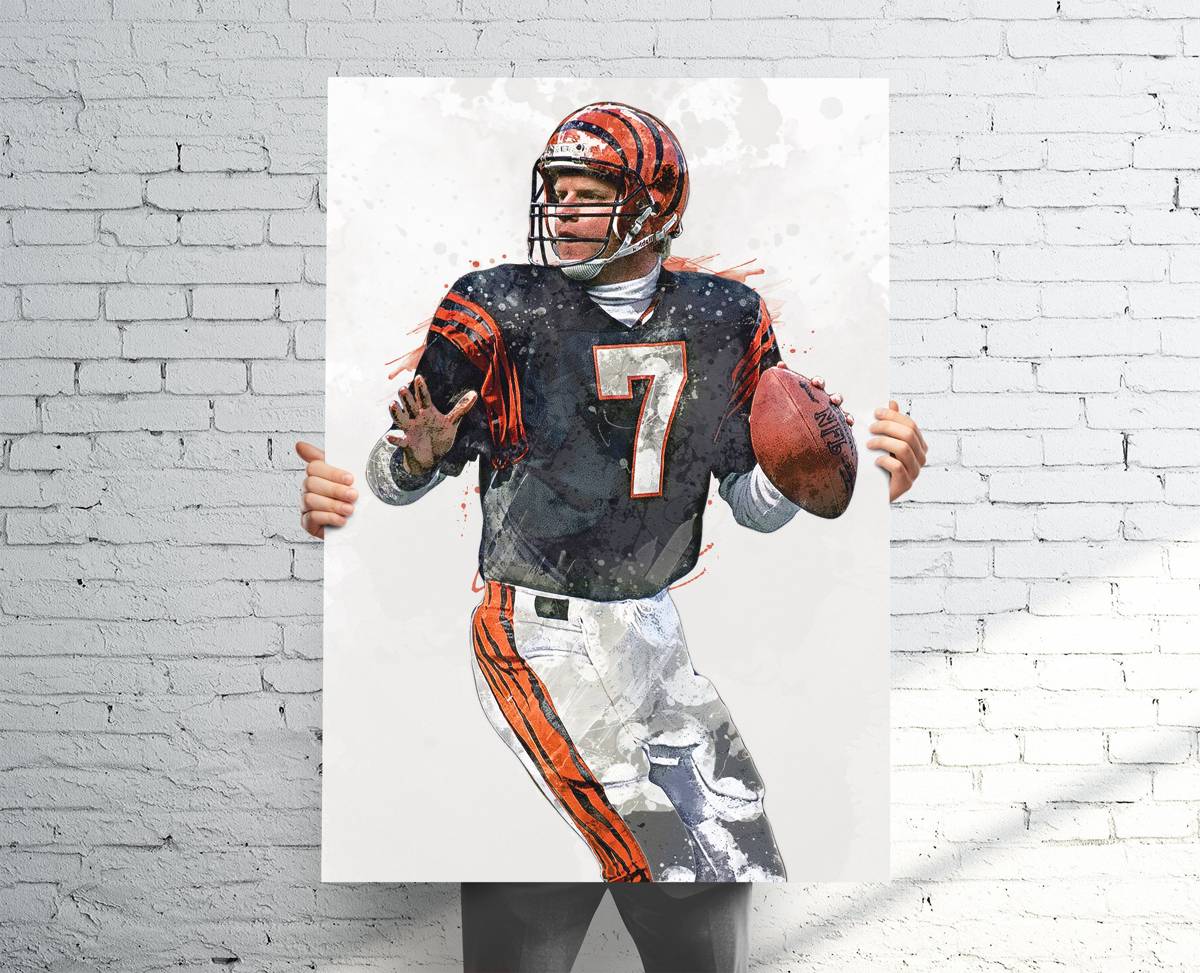 Boomer Esiason Cincinnati Bengals Sports Art Print, Football, Sports Decor – Poster | Canvas Wall Art Print
