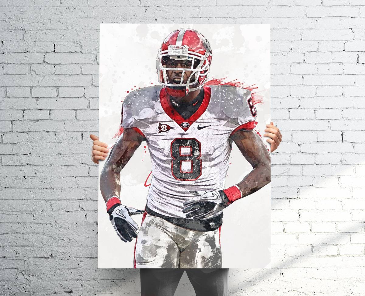 Aj Green Georgia Bulldogs Sports Art Print, Football, Sports Decor – Poster | Canvas Wall Art Print