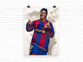 Ronaldinho Print Ronaldinho Barcelona - Poster | Canvas Wall Art Print
