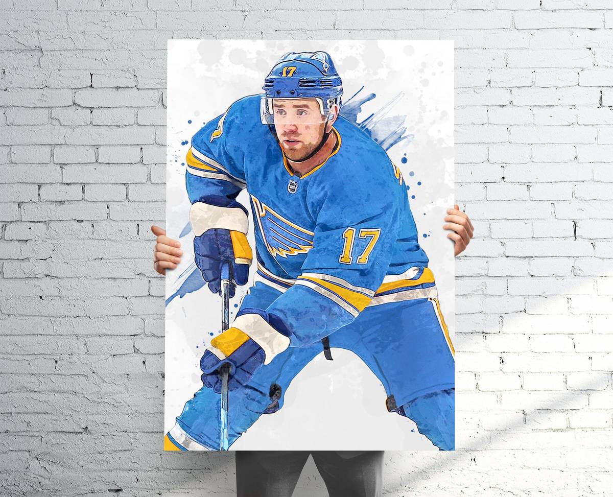 Jaden Schwartz St. Louis Blues Sports Art Print, Hockey, Sports Decor – Poster | Canvas Wall Art Print