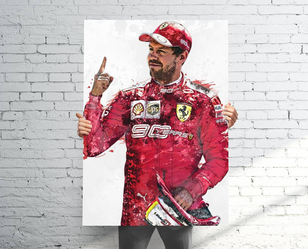 Sebastian Vettel Ferrari'S 90 Anniversary Sports Art Print, F1 Racing, Sports Decor – Poster | Canvas Wall Art Print