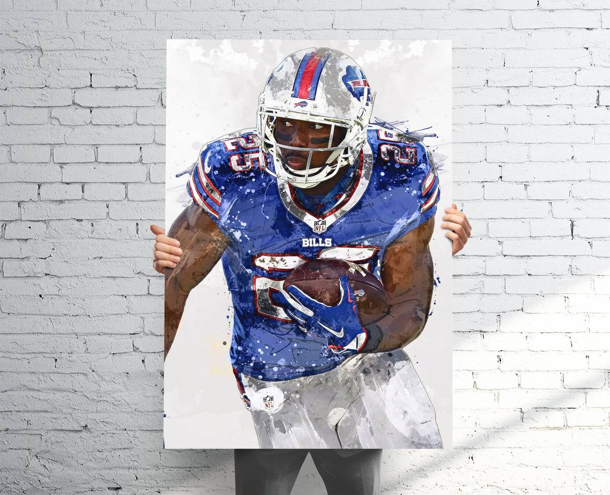Lesean Mccoy Buffalo Bills Sports Art Print, Football Fan, Sports Decor – Poster | Canvas Wall Art Print