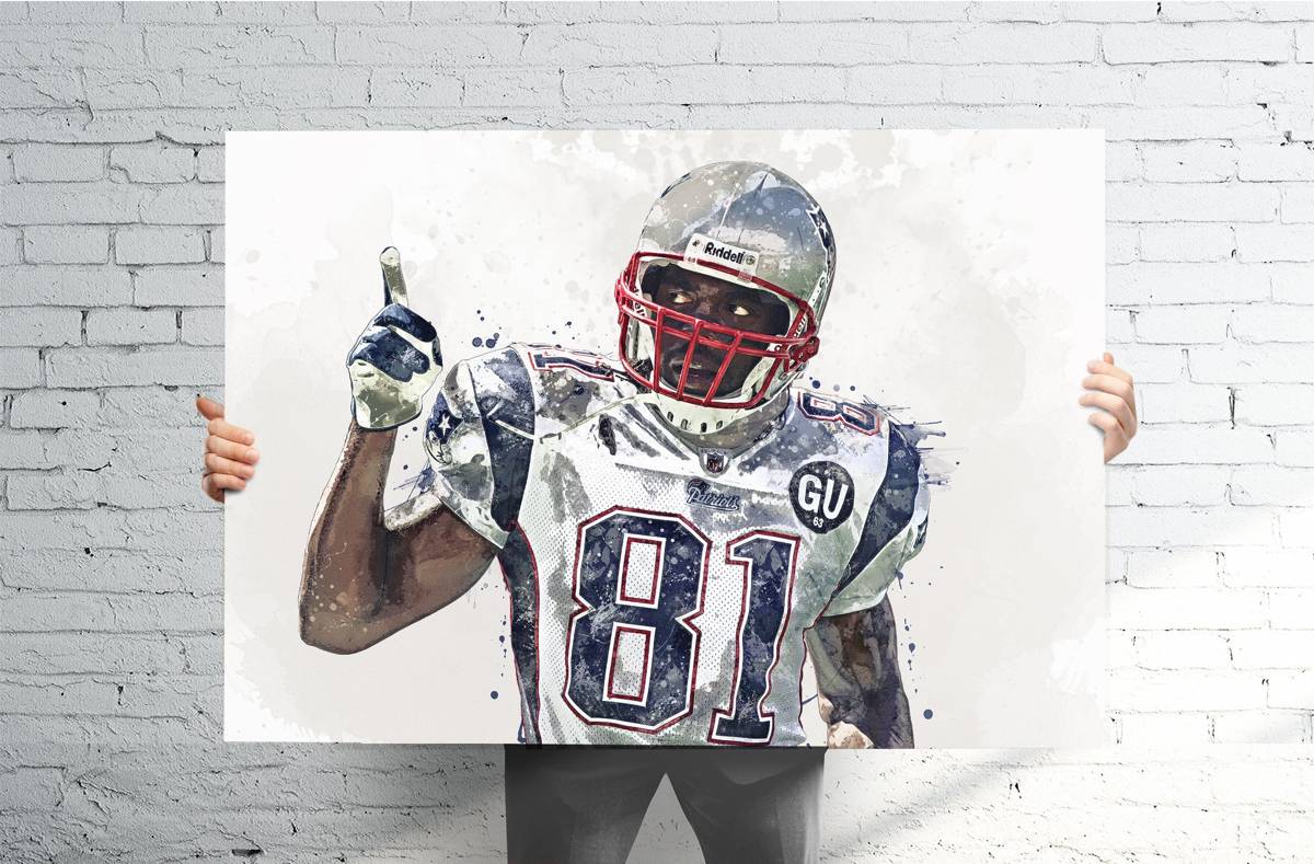 Randy Moss New England Patriots Sports Art Print, Football Fan, Sports Decor – Poster | Canvas Wall Art Print