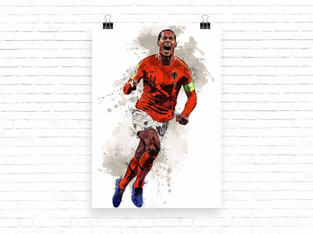 Virgil Van Dijk Print Virgil Van Dijk Holland Wall Art - Poster | Canvas Wall Art Print