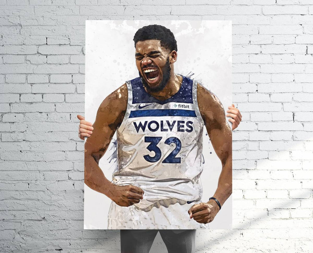 Karl-Anthony Towns Minnesota Timberwolves - Canvas Print, Sports Art, Basketball, Sports Decor – Poster | Canvas Wall Art Print