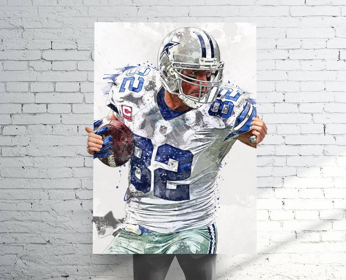Jason Witten Dallas Cowboys Sports Art Print, Football Fan, Sports Decor – Poster | Canvas Wall Art Print