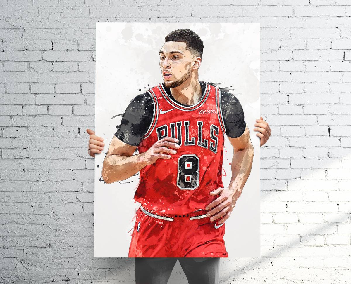 Zach Lavine Chicago Bulls Sports Art Print, Basketball, Sports Decor – Poster | Canvas Wall Art Print