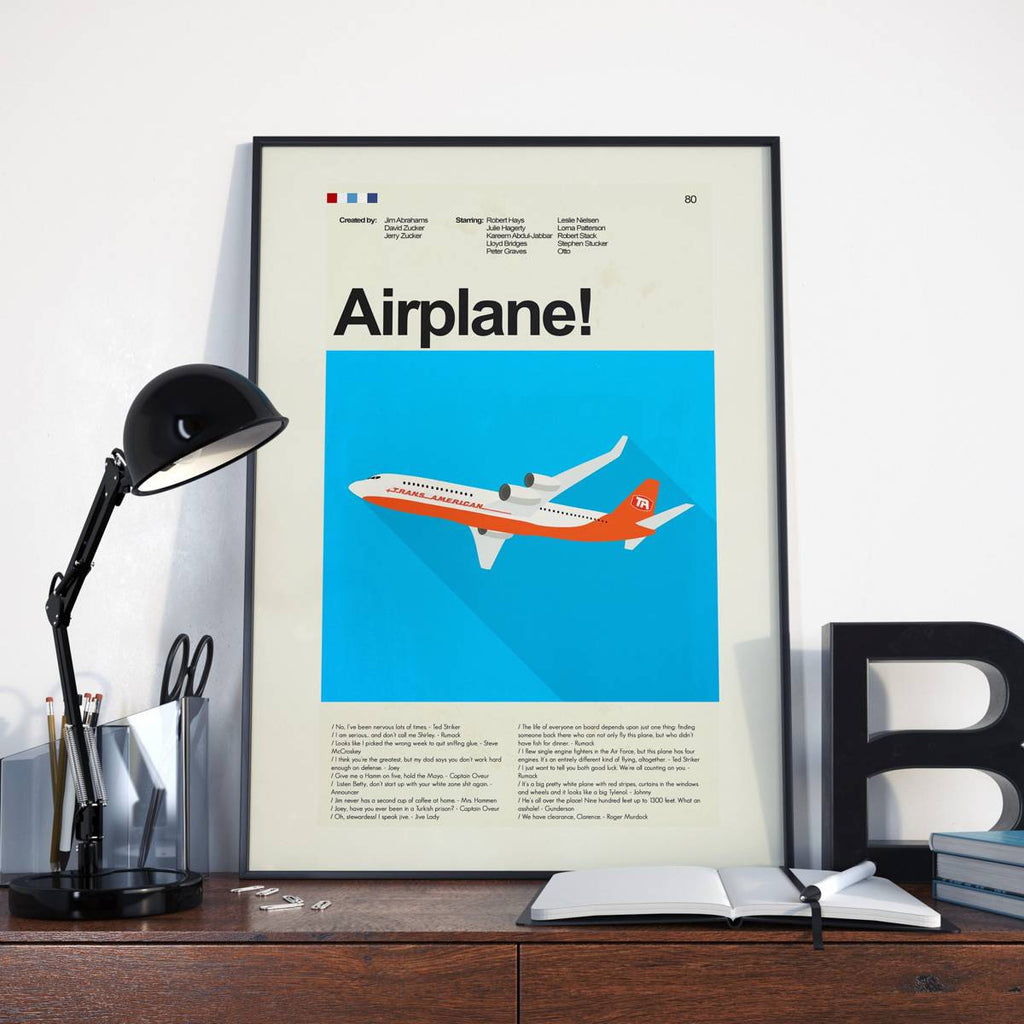 Airplane! Mid-Century Modern Inspired Print - Poster | Canvas Wall Art Print
