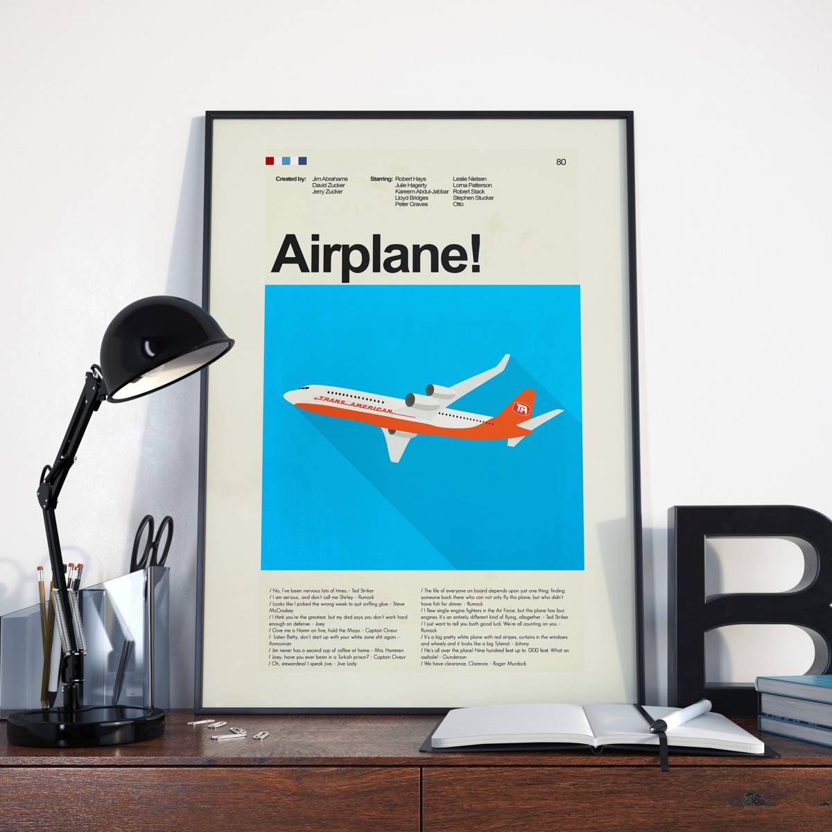 Airplane! Mid-Century Modern Inspired Print - Poster | Canvas Wall Art Print