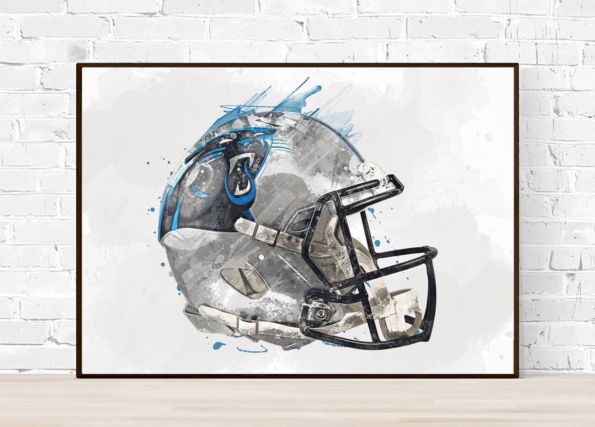 Carolina Panthers Helmet - Sports Art Decor - Football Helmet Art - Man Cave Gift – Poster | Canvas Wall Art Print