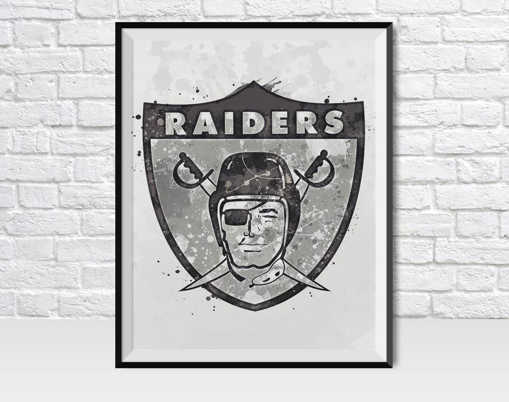 Oakland Raiders Logo Sports Art, Football, Kids Sports Decor, Man Cave Wall Art, Birthday Gift – Poster | Canvas Wall Art Print