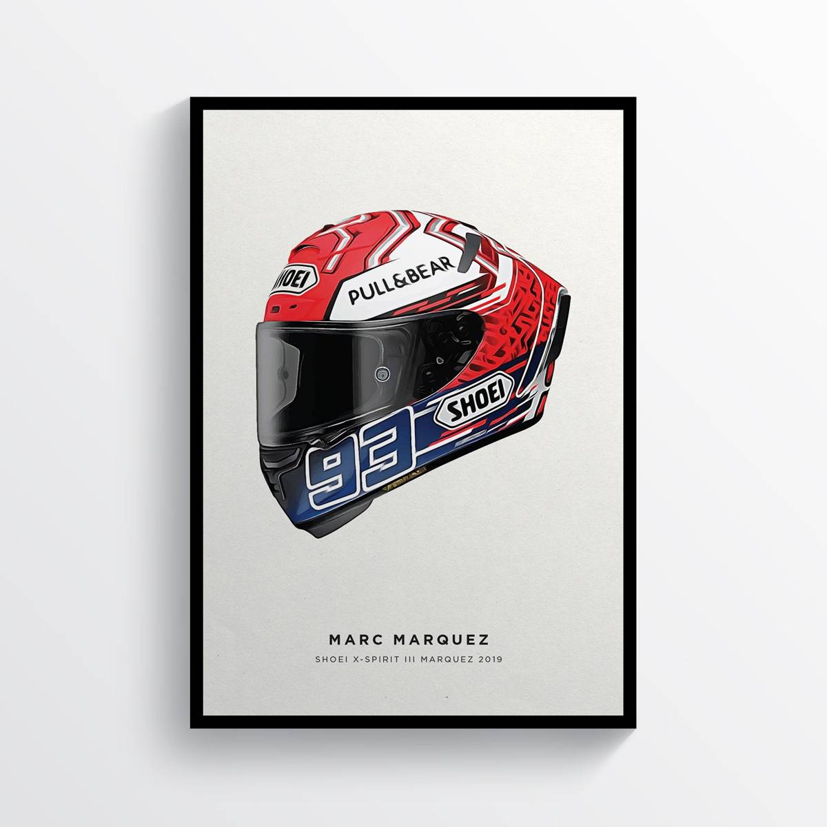 Marc Marquez 2019 Mm93 Helmet Moto Gp Motorcycle Motorbike - Poster | Canvas Wall Art Print
