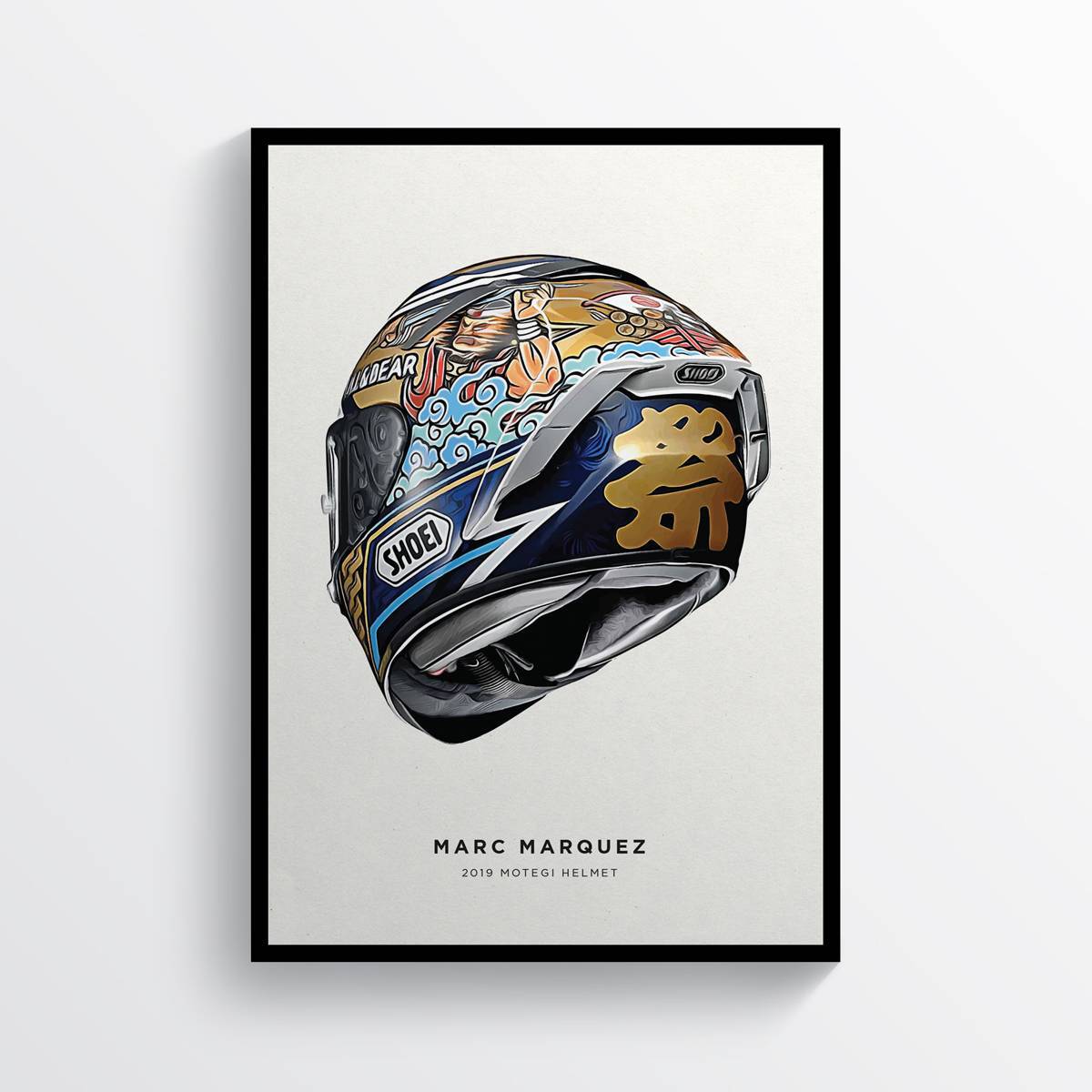 Marc Marquez Motegi 2019 Mm93 Helmet Moto Gp Motorcycle Motorbike - Poster | Canvas Wall Art Print