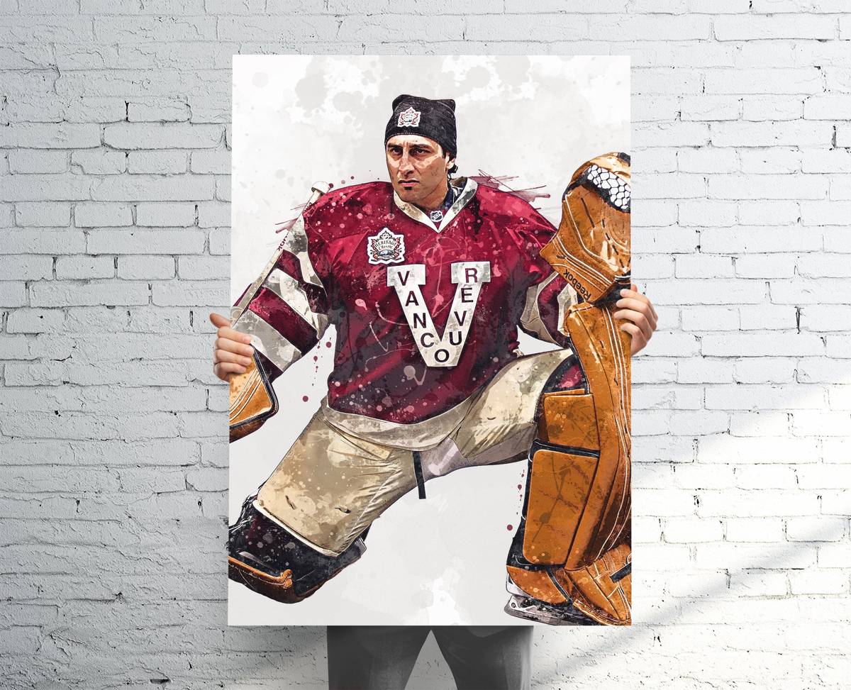 Roberto Luongo Vancouver Canucks Vintage Sports Art Decor, Hockey, Kids Birthday – Poster | Canvas Wall Art Print