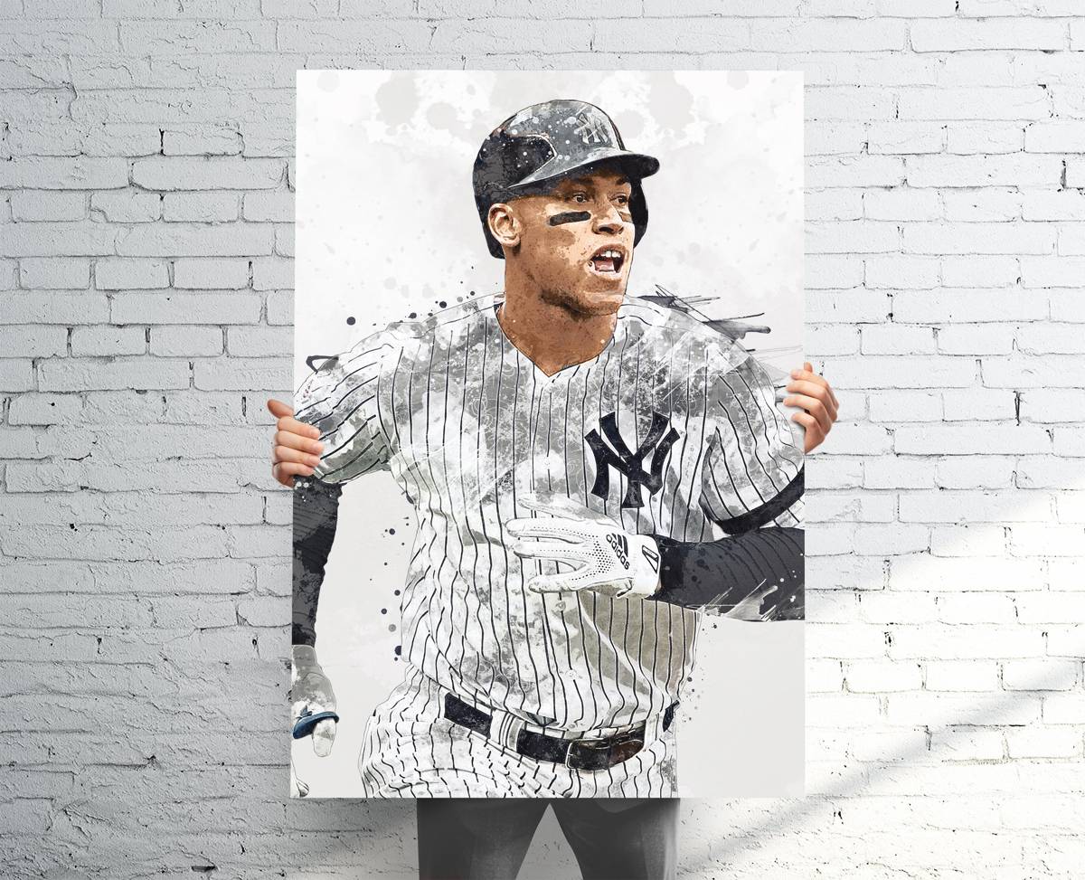 Aaron Judge New York Yankees Sports Art Decor, Baseball, Kids Room, Man Cave, Birthday Gift – Poster | Canvas Wall Art Print