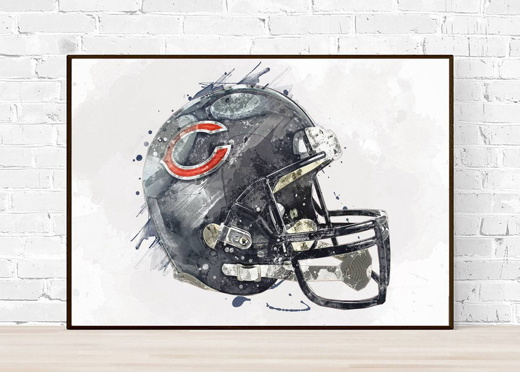 Chicago Bears Helmet - Sports Art Decor - Football Helmet Art - Man Cave Gift – Poster | Canvas Wall Art Print