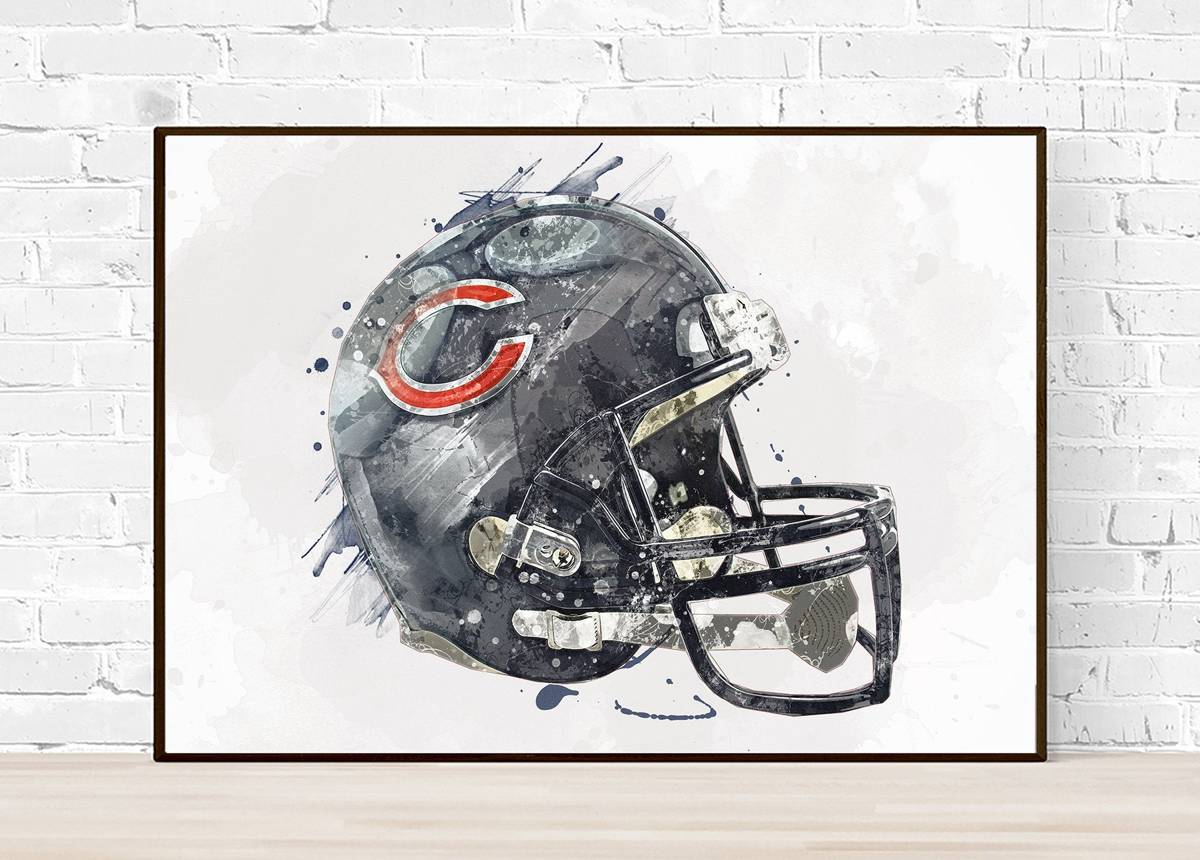 Chicago Bears Helmet - Sports Art Decor - Football Helmet Art - Man Cave Gift – Poster | Canvas Wall Art Print