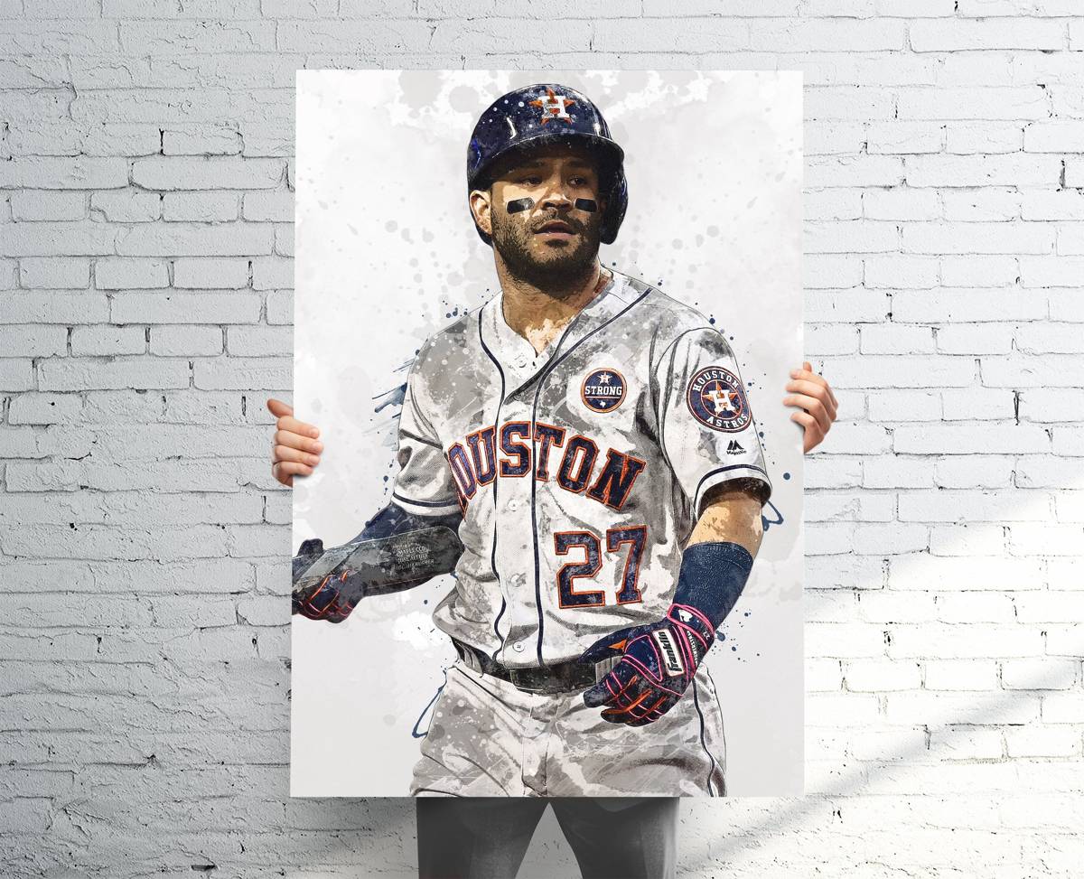 Jose Altuve Houston Astros Sports Art Print, Baseball, Sports Decor – Poster | Canvas Wall Art Print