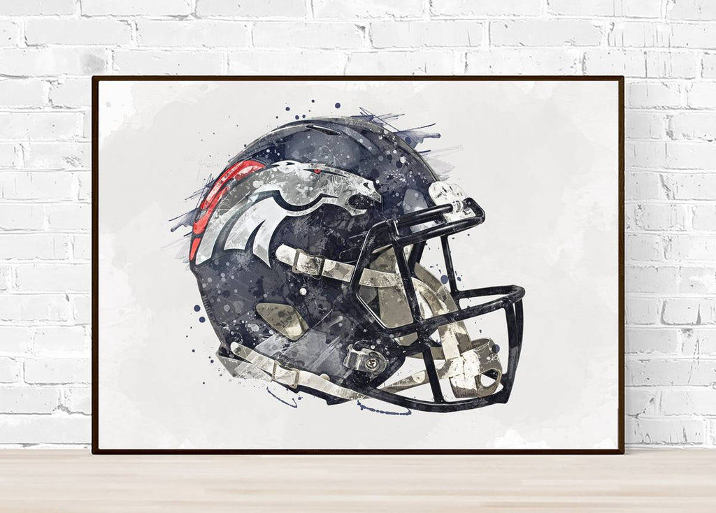 Denver Broncos Helmet - Sports Art Decor - Football Helmet Art – Poster | Canvas Wall Art Print