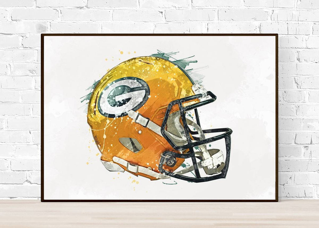 Green Bay Packers Helmet - Sports Art Decor - Football Helmet Art – Poster | Canvas Wall Art Print