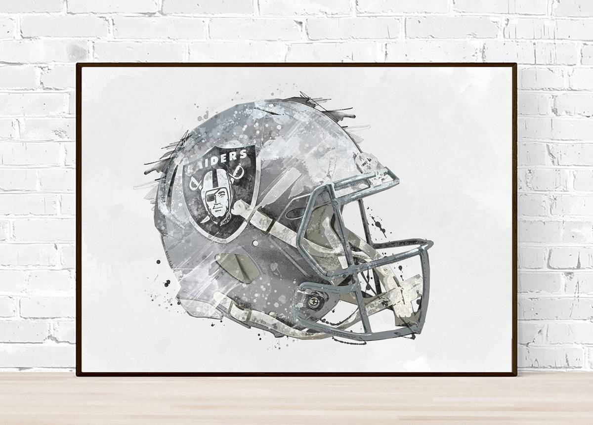 Oakland Raiders Helmet - Sports Room Decor - Football Helmet Art – Poster | Canvas Wall Art Print