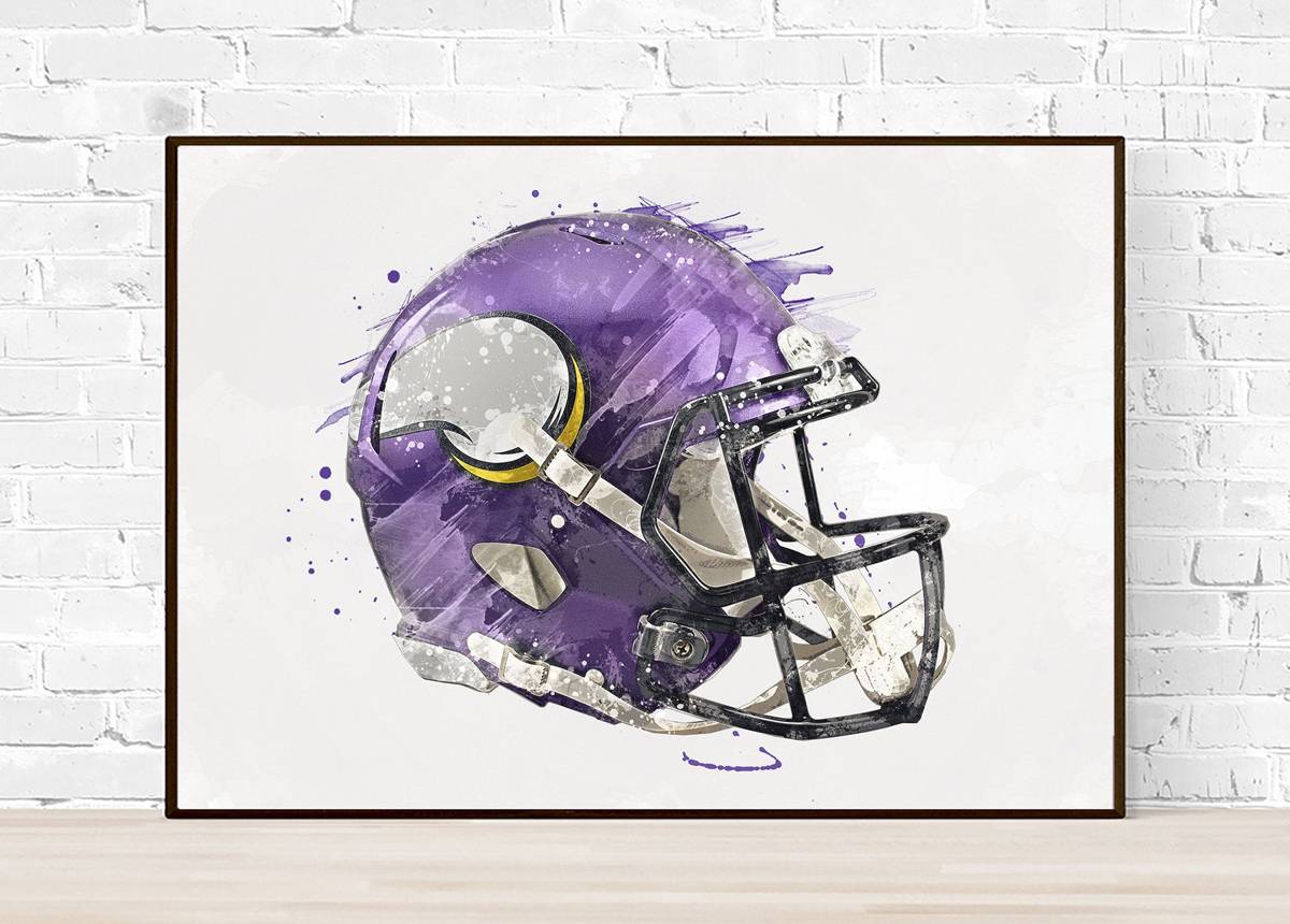 Minnesota Vikings Helmet - Sports Room Decor - Football Helmet Art – Poster | Canvas Wall Art Print