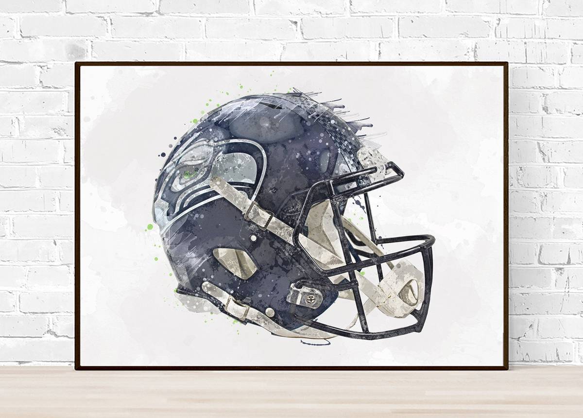 Seattle Seahawks Helmet - Sports Room Decor - Football Helmet Art – Poster | Canvas Wall Art Print