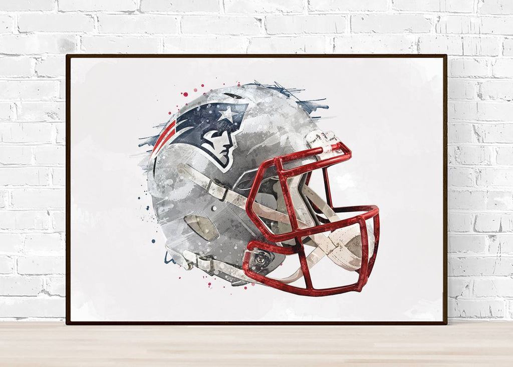New England Patriots Helmet - Sports Room Decor - Football Helmet Art – Poster | Canvas Wall Art Print