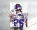 Saquon Barkley 'Salute' New York Giants Sports Art Print, Football, Sports Decor – Poster | Canvas Wall Art Print