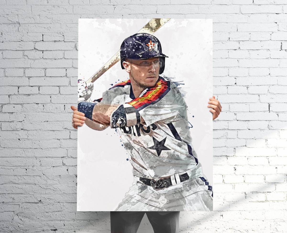 Alex Bregman Houston Astros Sports Art Print, Baseball, Sports Decor – Poster | Canvas Wall Art Print