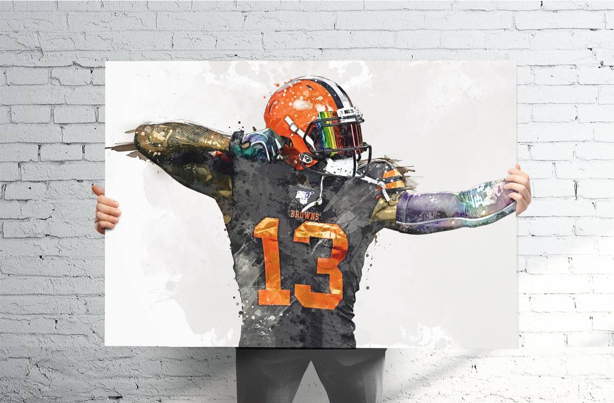 Odell Beckham Jr. Cleveland Browns Sports Art Print, Football, Sports Decor – Poster | Canvas Wall Art Print