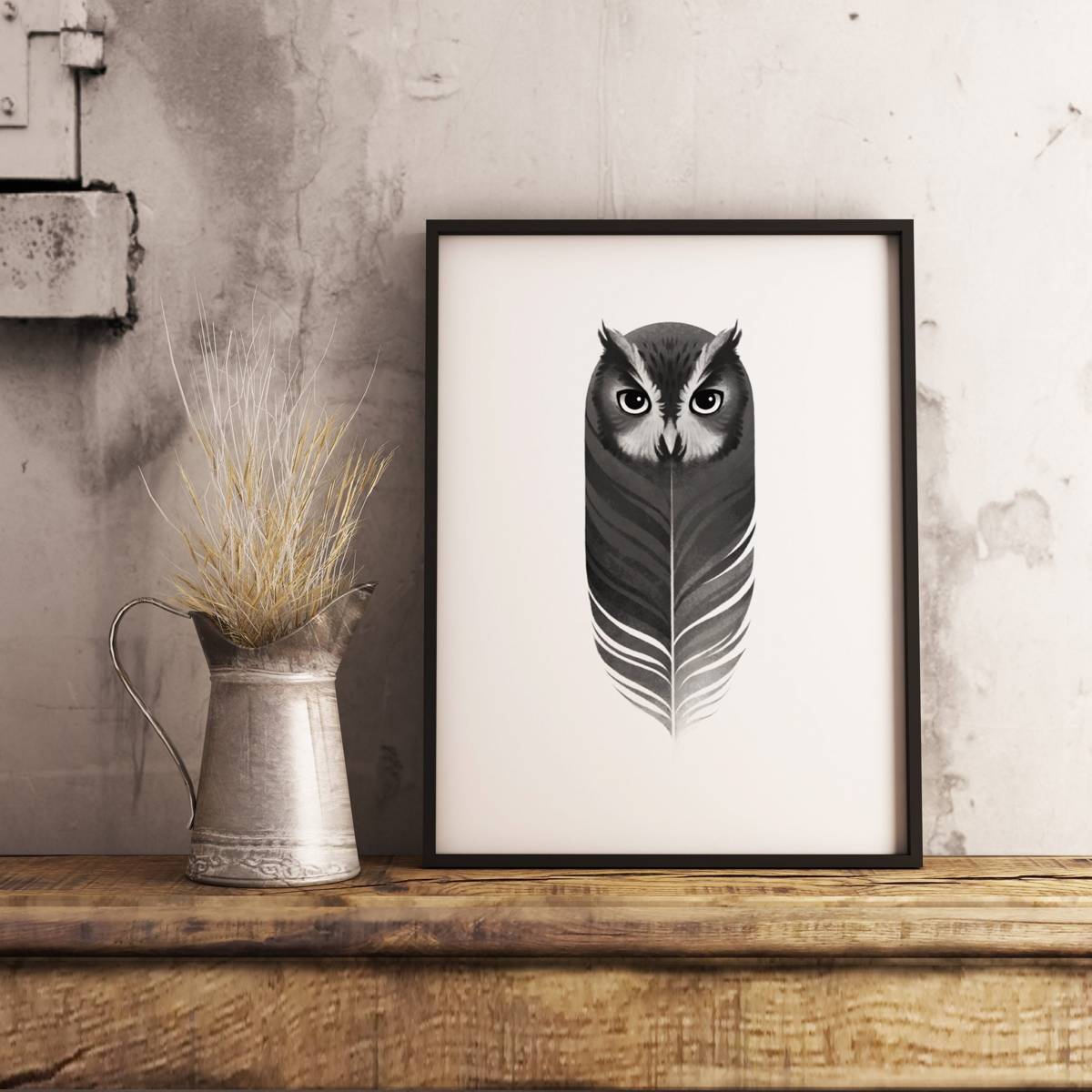 Owl Wall Art. Black And Whites. Modern Print. Bird. - Poster | Canvas Wall Art Print
