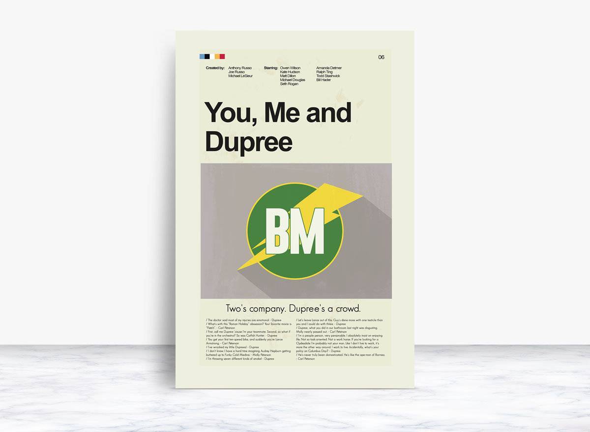 You, Me And Dupree Mid-Century Modern Inspired Print - Poster | Canvas Wall Art Print
