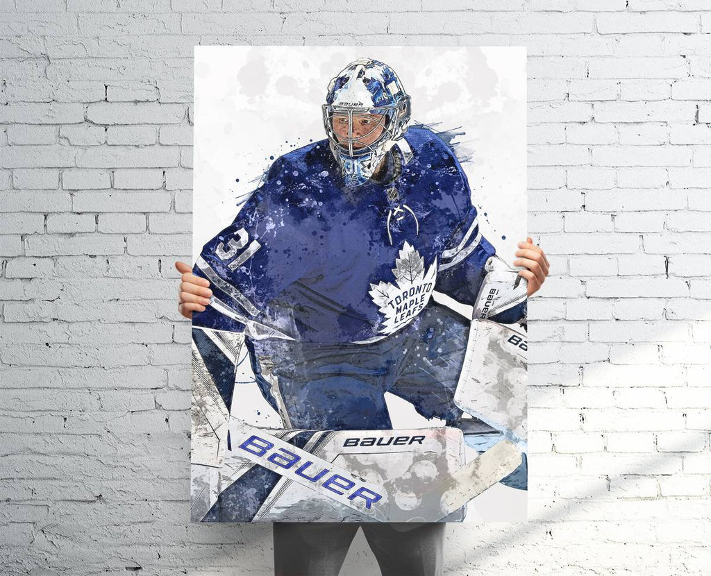 Frederik Andersen Toronto Maple Leafs Sports Art Print, Hockey, Sports Decor – Poster | Canvas Wall Art Print
