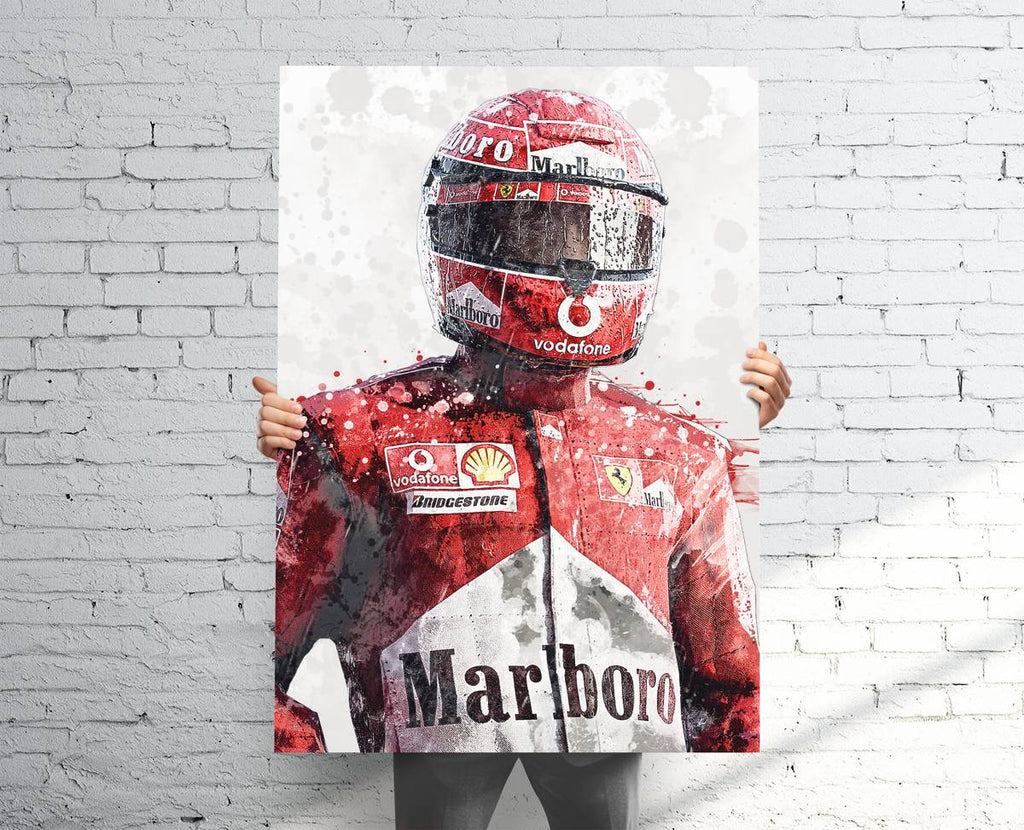 Michael Schumacher Ferrari Sports Art Print, F1 Racing, Sports Decor – Poster | Canvas Wall Art Print