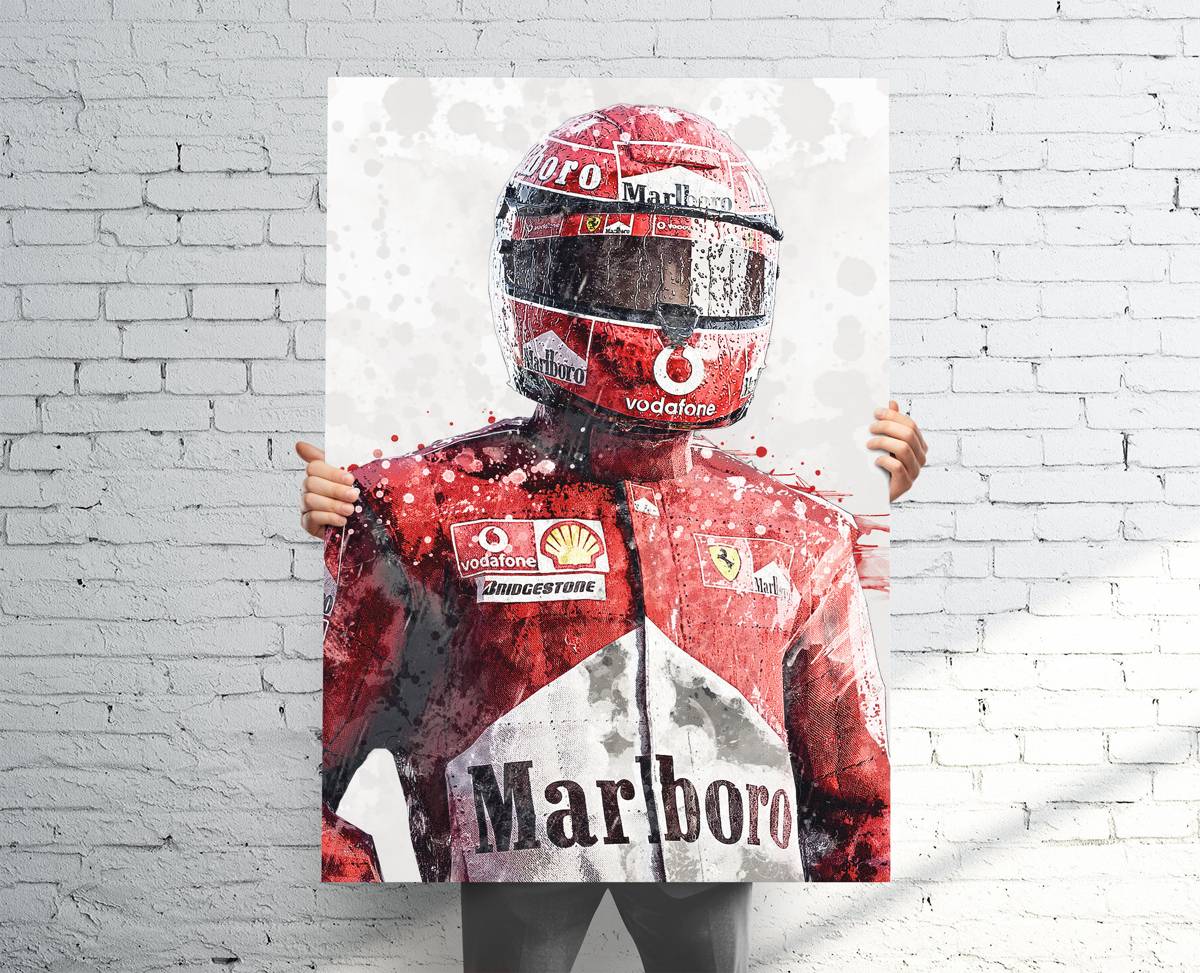 Michael Schumacher Ferrari Sports Art Print, F1 Racing, Sports Decor – Poster | Canvas Wall Art Print